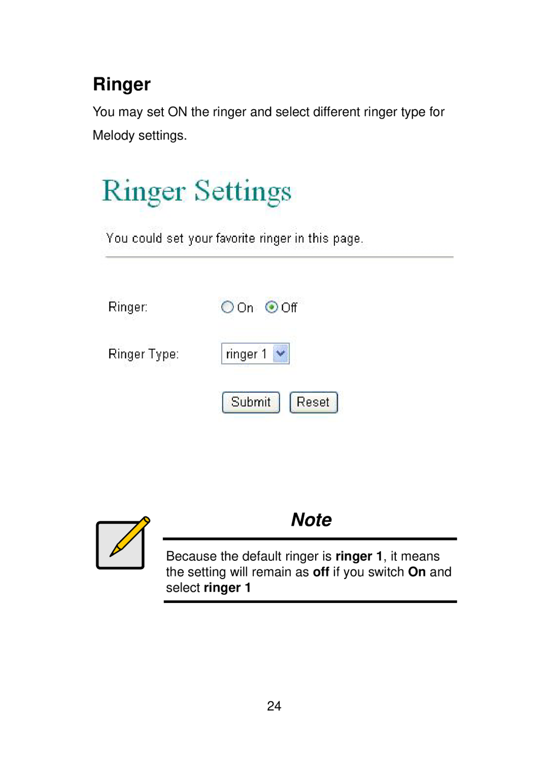 LevelOne VOI-7011, VOI-7010 user manual Ringer 