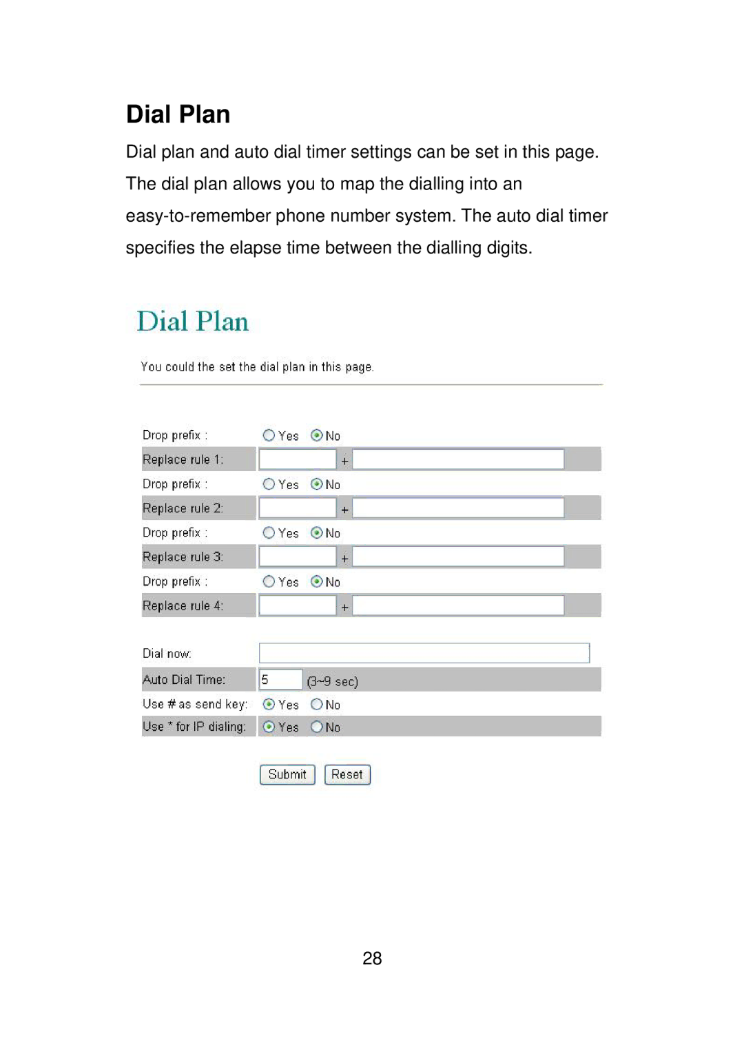 LevelOne VOI-7011, VOI-7010 user manual Dial Plan 