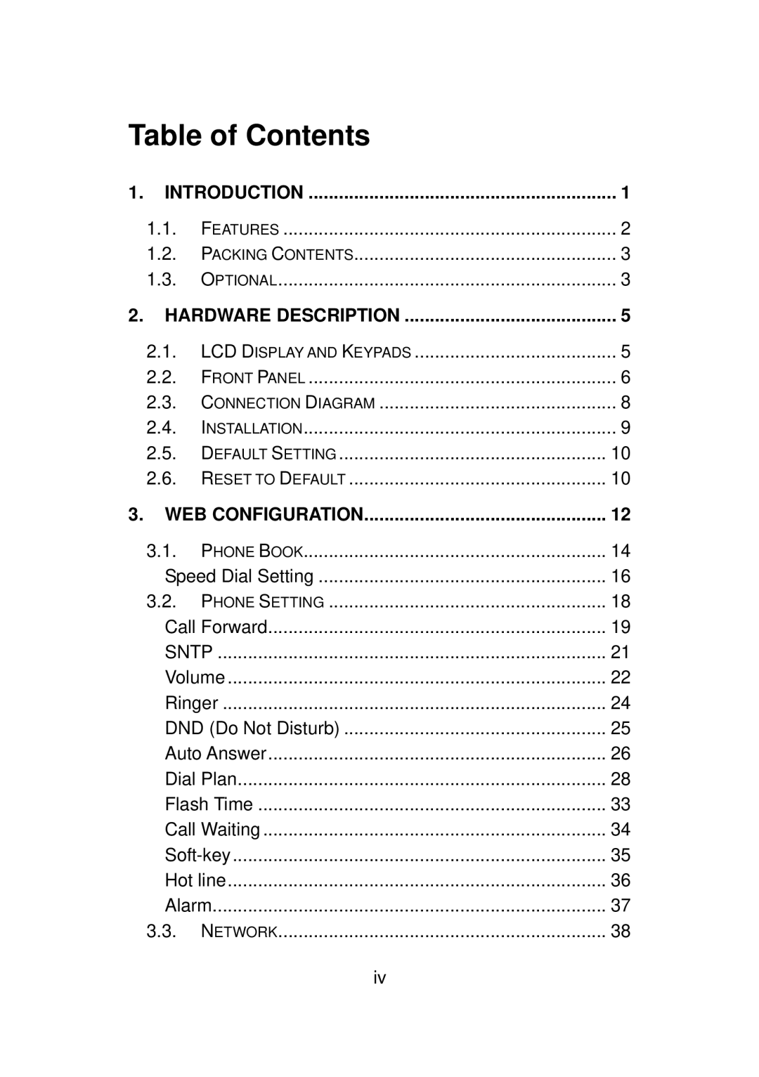 LevelOne VOI-7011, VOI-7010 user manual Table of Contents 