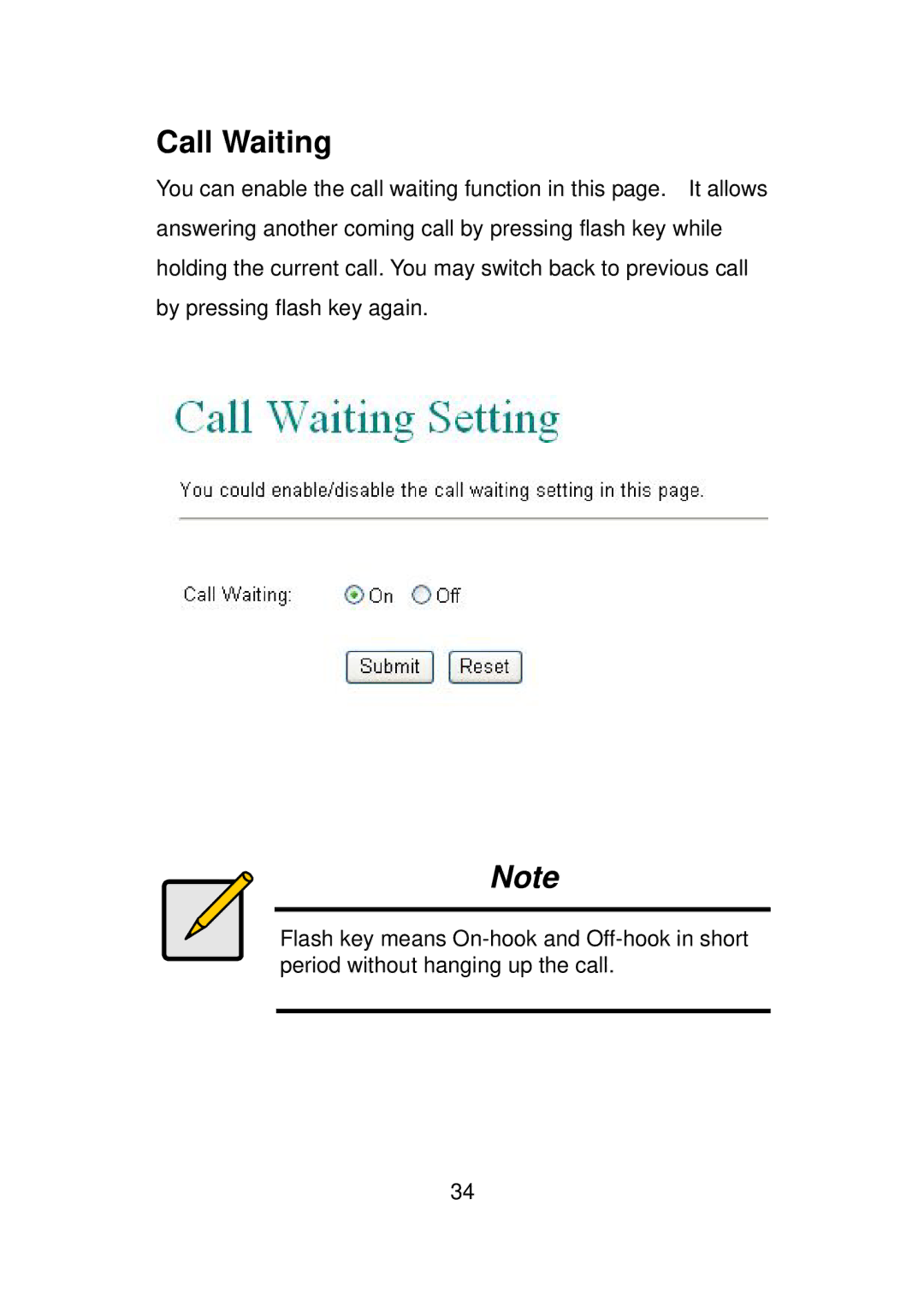 LevelOne VOI-7011, VOI-7010 user manual Call Waiting 