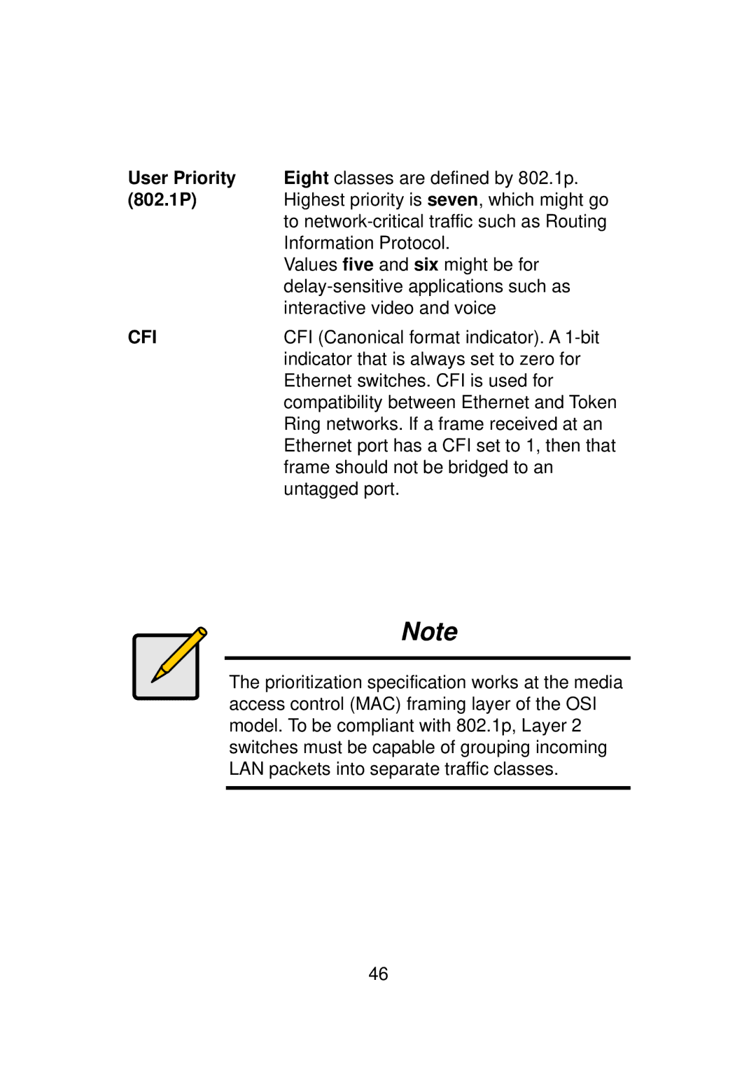 LevelOne VOI-7011, VOI-7010 user manual User Priority, 802.1P 