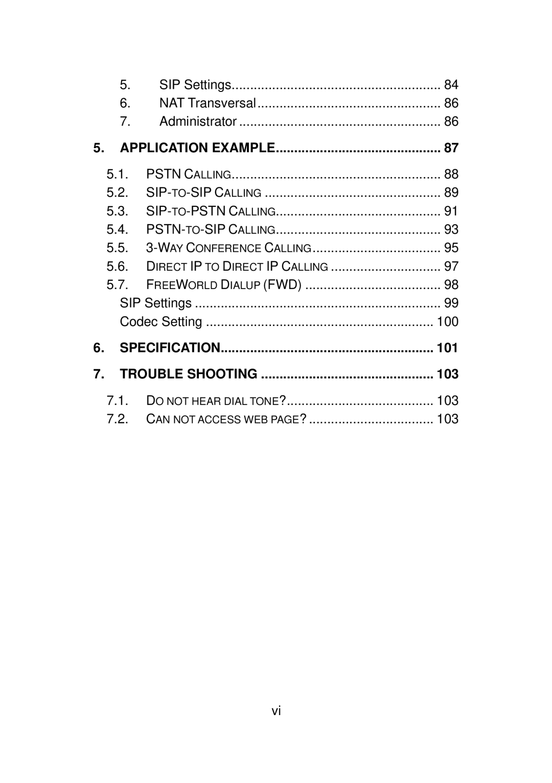 LevelOne VOI-7011, VOI-7010 user manual 101, 103 