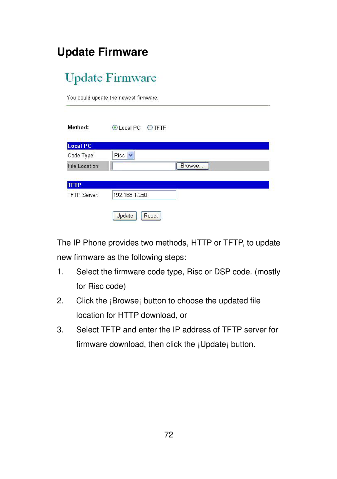 LevelOne VOI-7011, VOI-7010 user manual Update Firmware 