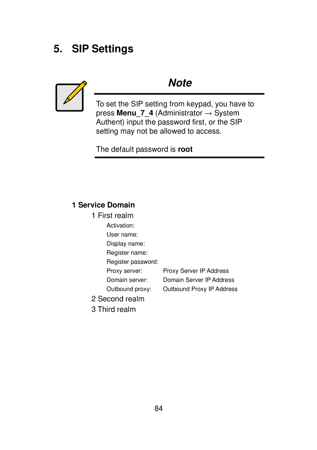 LevelOne VOI-7011, VOI-7010 user manual SIP Settings, Service Domain 