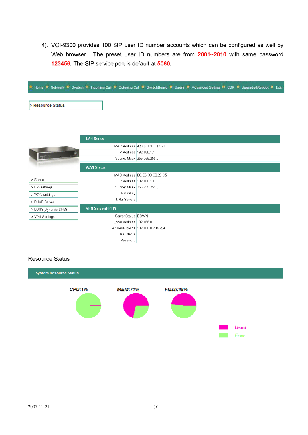 LevelOne VOI-9300 user manual 2007-11-21 