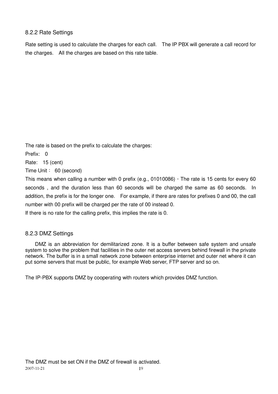 LevelOne VOI-9300 user manual Rate Settings, DMZ Settings 