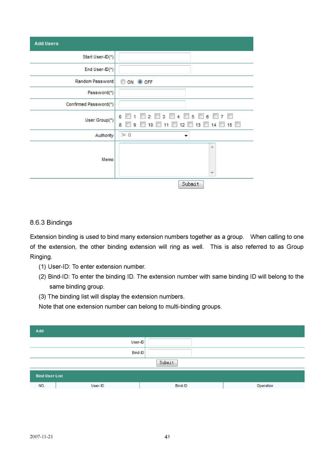 LevelOne VOI-9300 user manual Bindings 