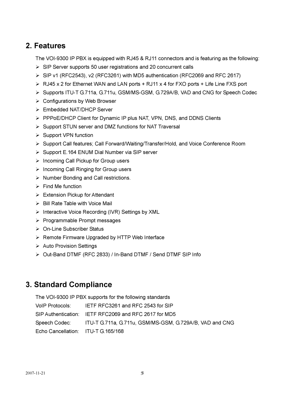 LevelOne VOI-9300 user manual Features 