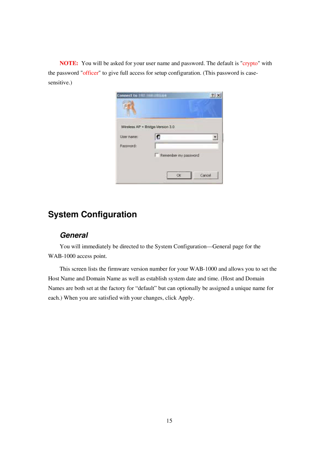 LevelOne WAB-1000 manual System Configuration, General 