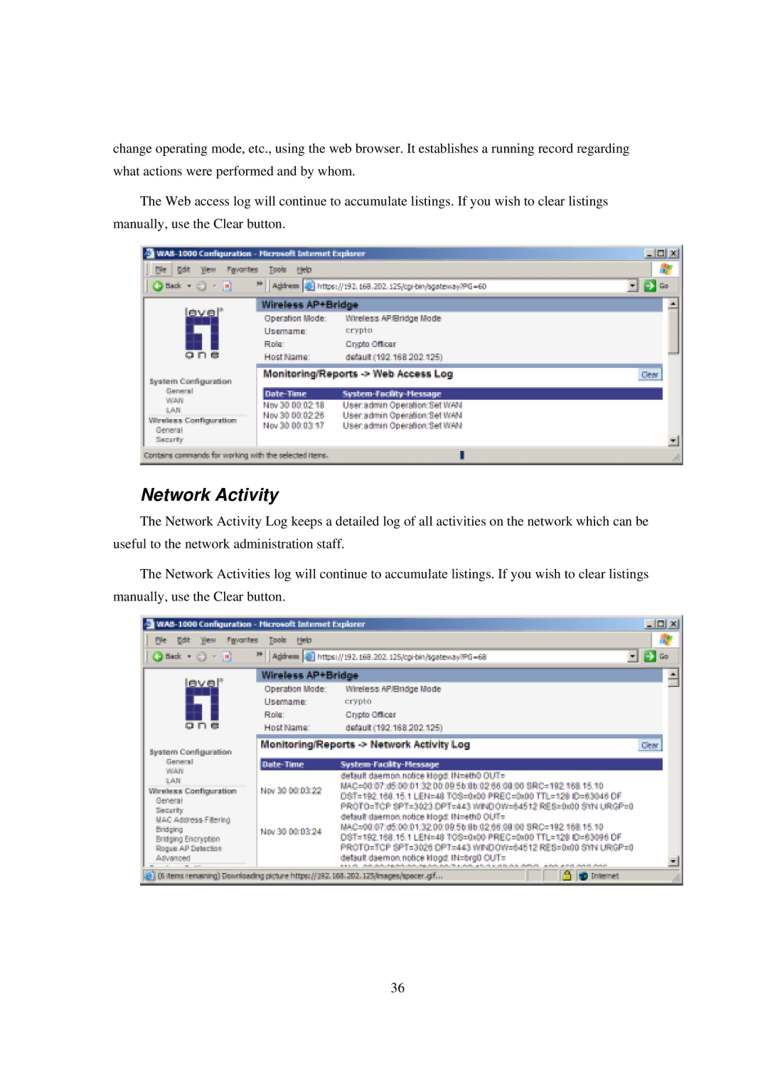 LevelOne WAB-1000 manual Network Activity 