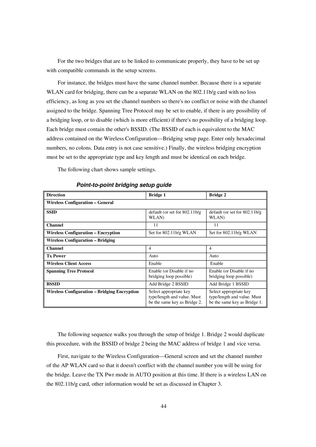 LevelOne WAB-1000 manual Point-to-point bridging setup guide, Bssid 