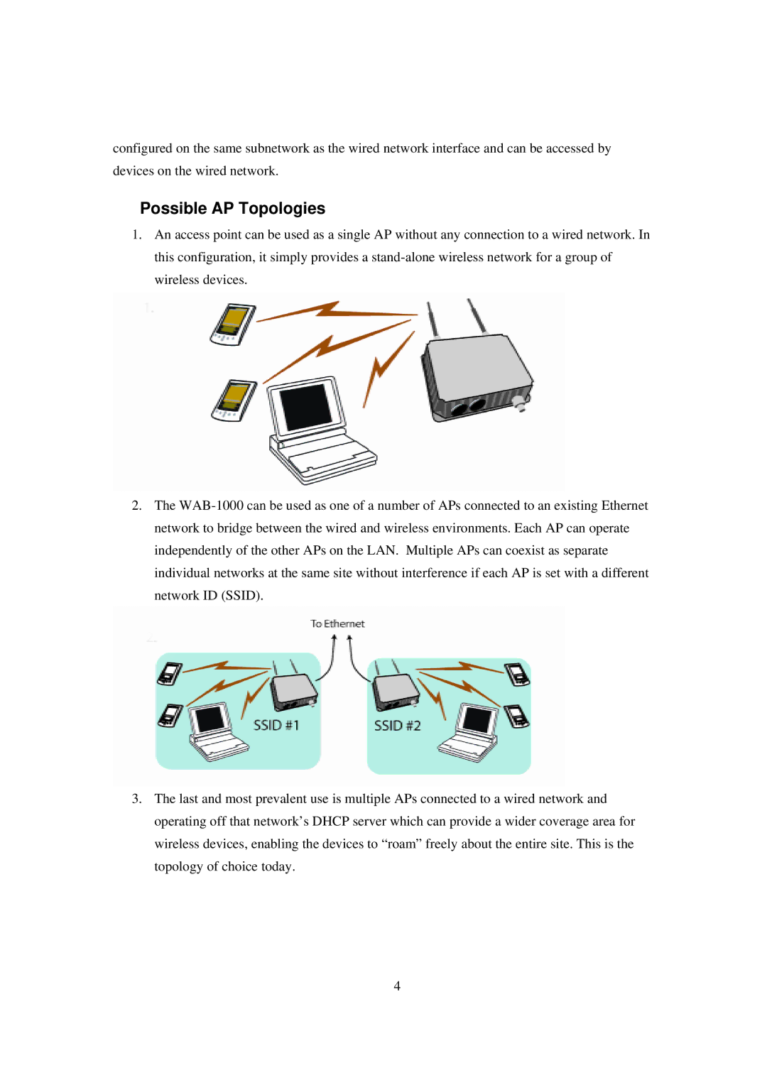 LevelOne WAB-1000 manual Possible AP Topologies 