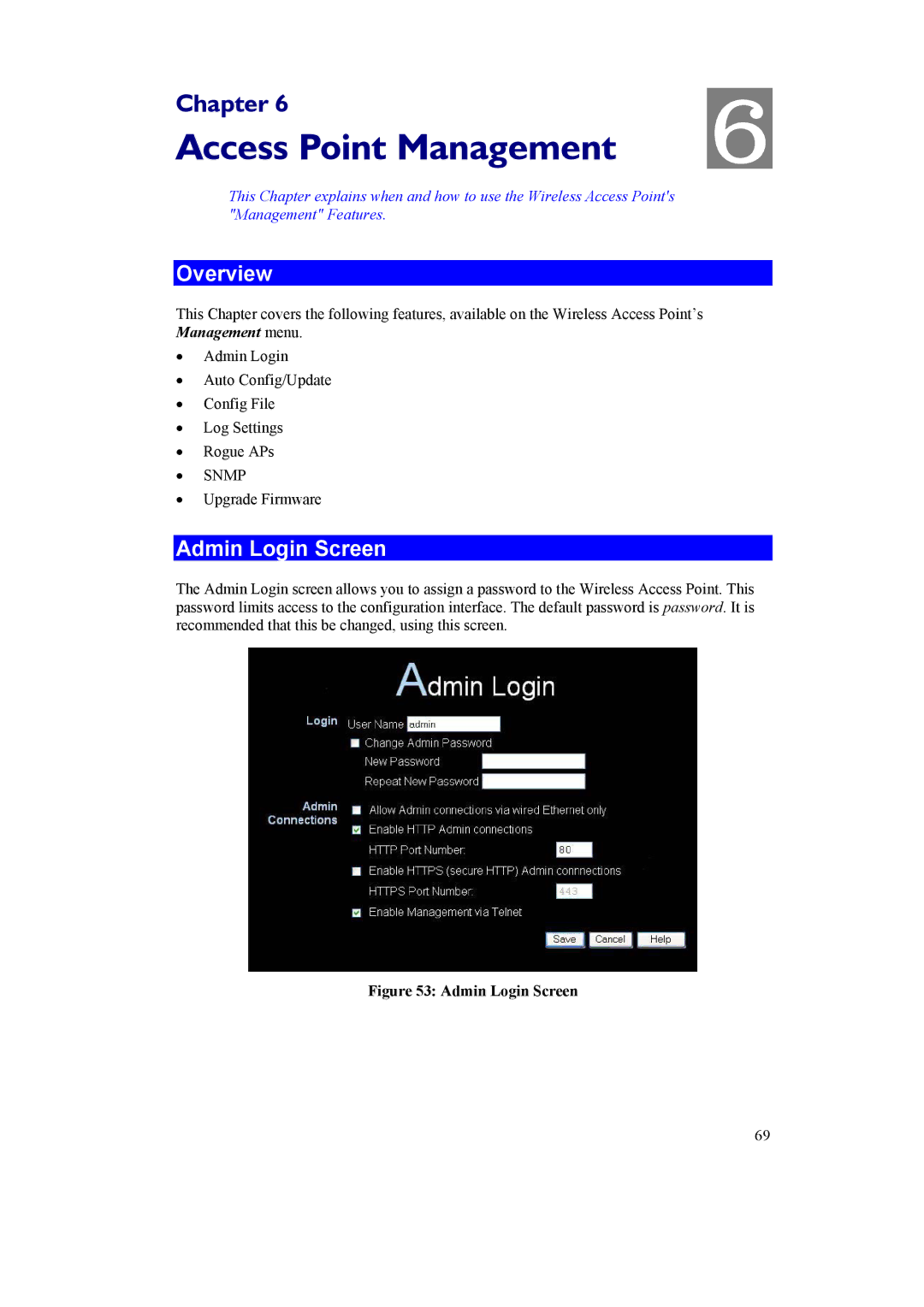 LevelOne 11g PoE Wireless Access Point, WAP-0005 manual Access Point Management, Admin Login Screen 