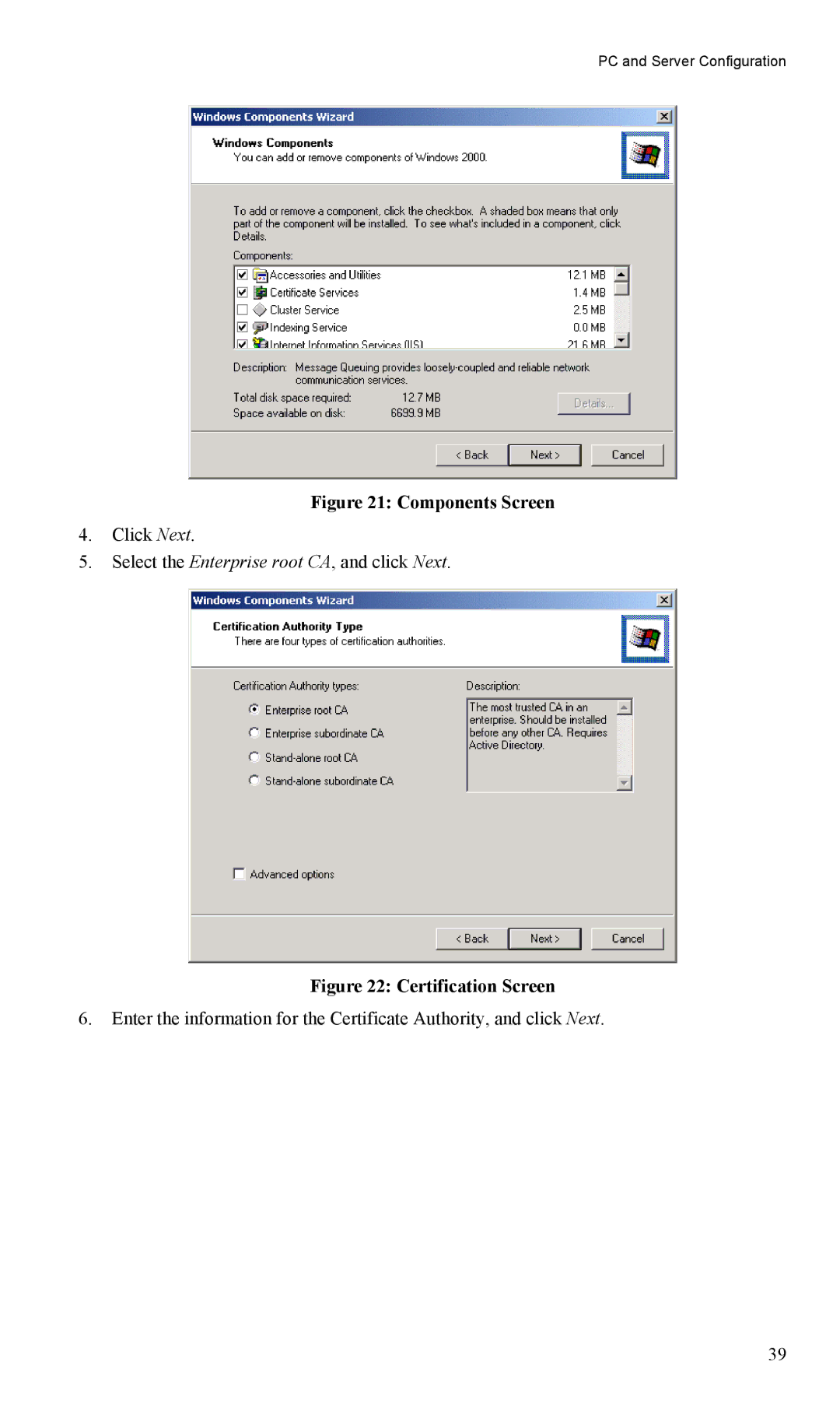 LevelOne WAP-0005 user manual Components Screen 