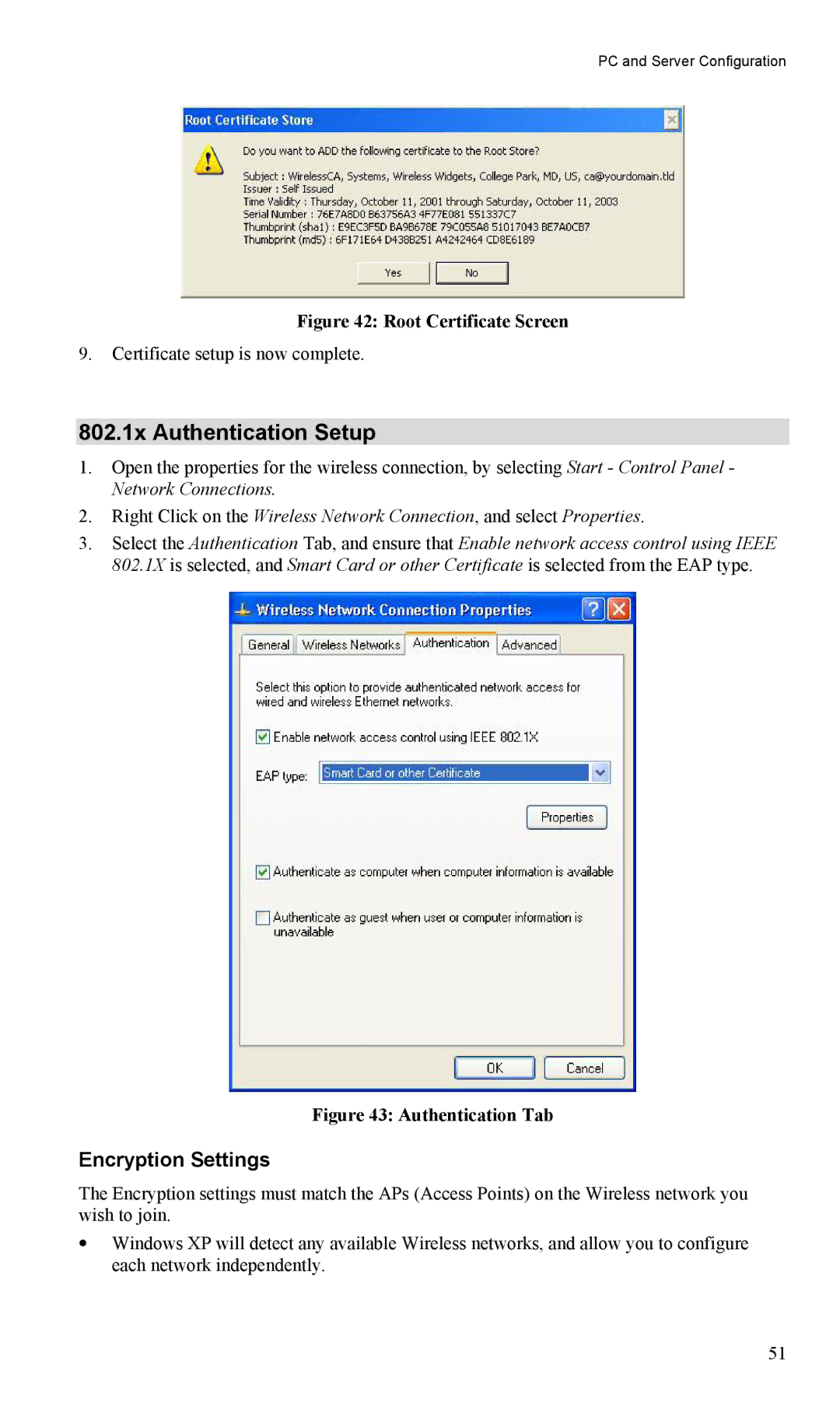 LevelOne WAP-0005 user manual 802.1x Authentication Setup, Encryption Settings 