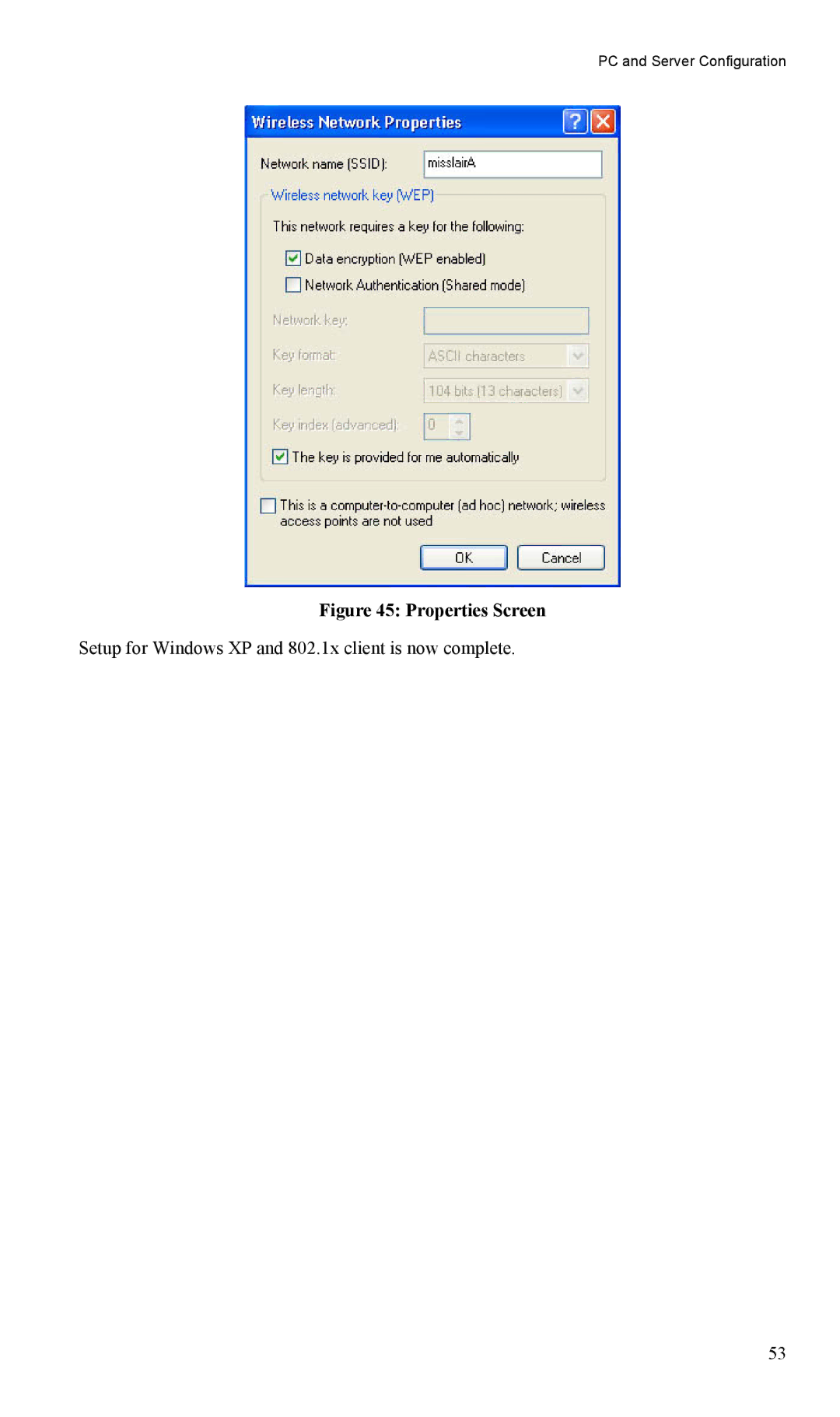 LevelOne WAP-0005 user manual Properties Screen 