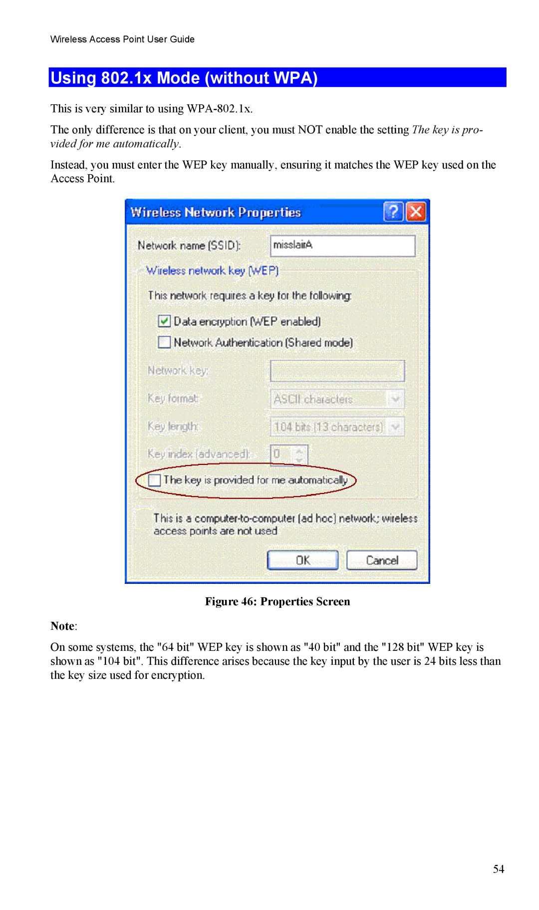 LevelOne WAP-0005 user manual Using 802.1x Mode without WPA 