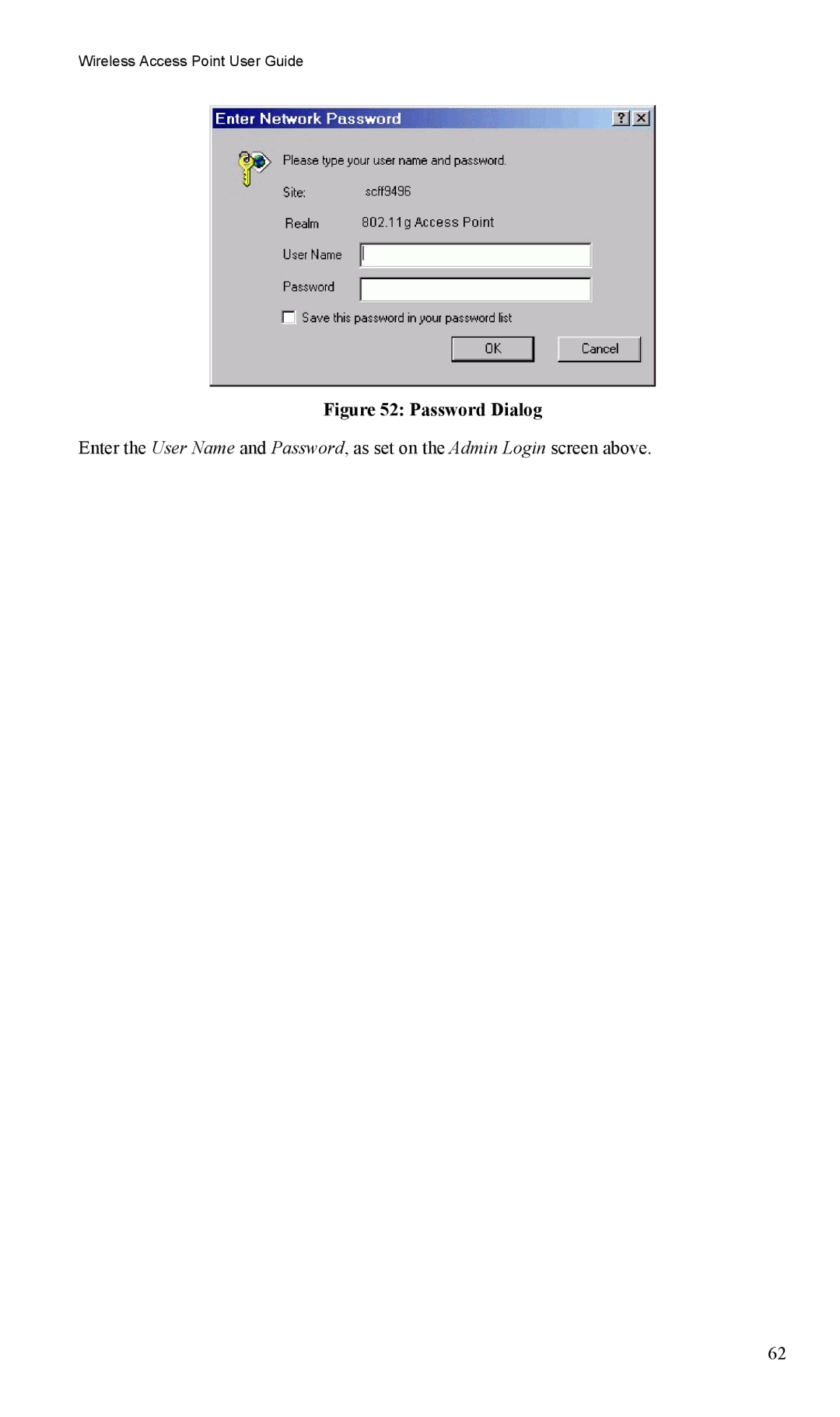 LevelOne WAP-0005 user manual Password Dialog 