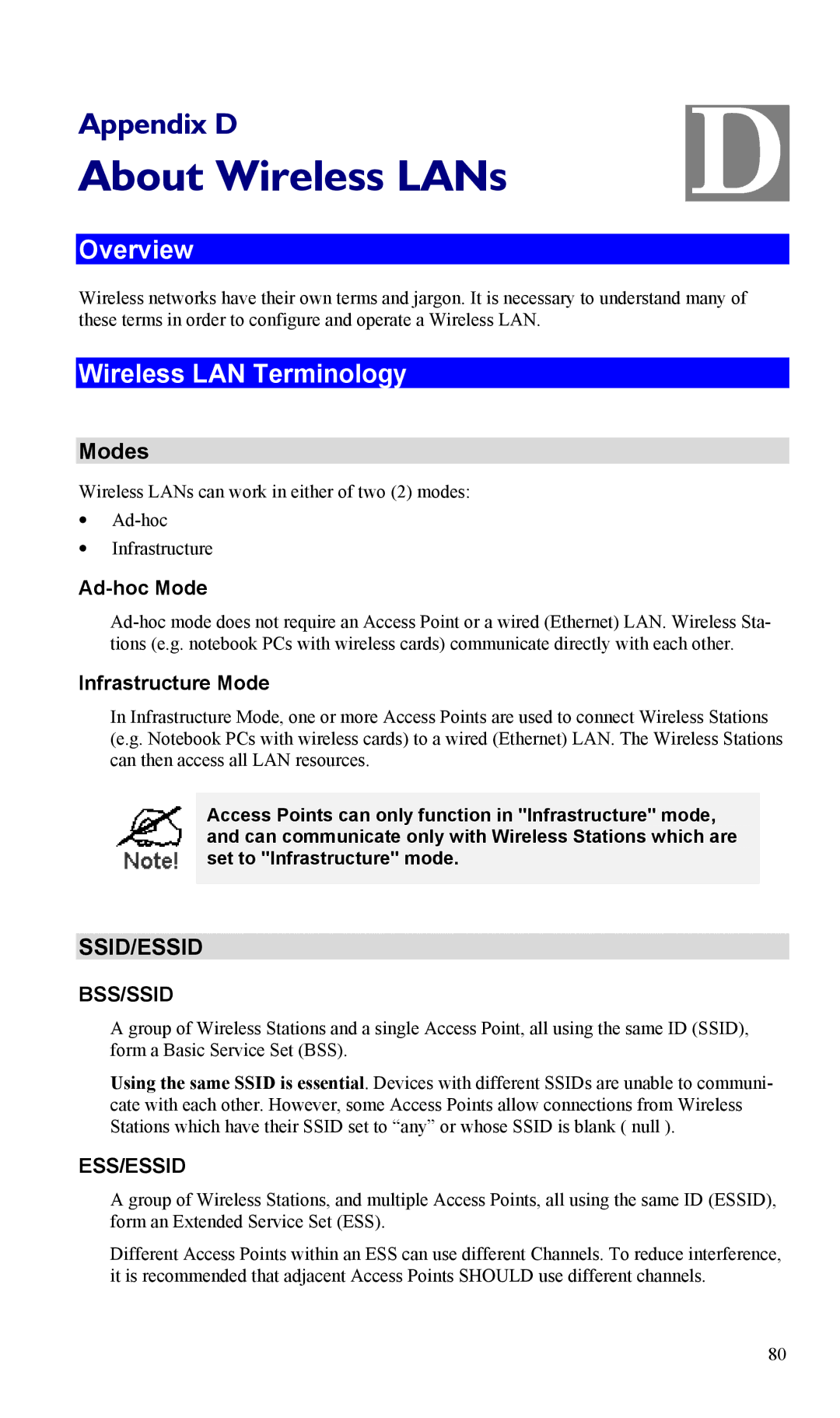 LevelOne WAP-0005 user manual About Wireless LANs, Wireless LAN Terminology, Modes, Ad-hoc Mode, Infrastructure Mode 