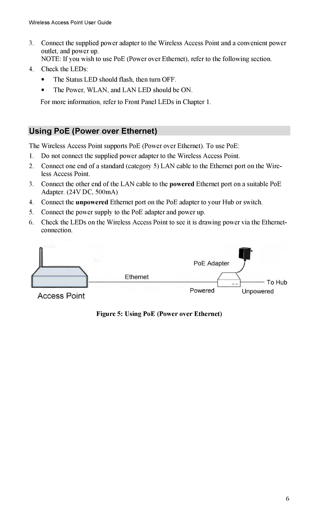 LevelOne WAP-0005 user manual Using PoE Power over Ethernet 