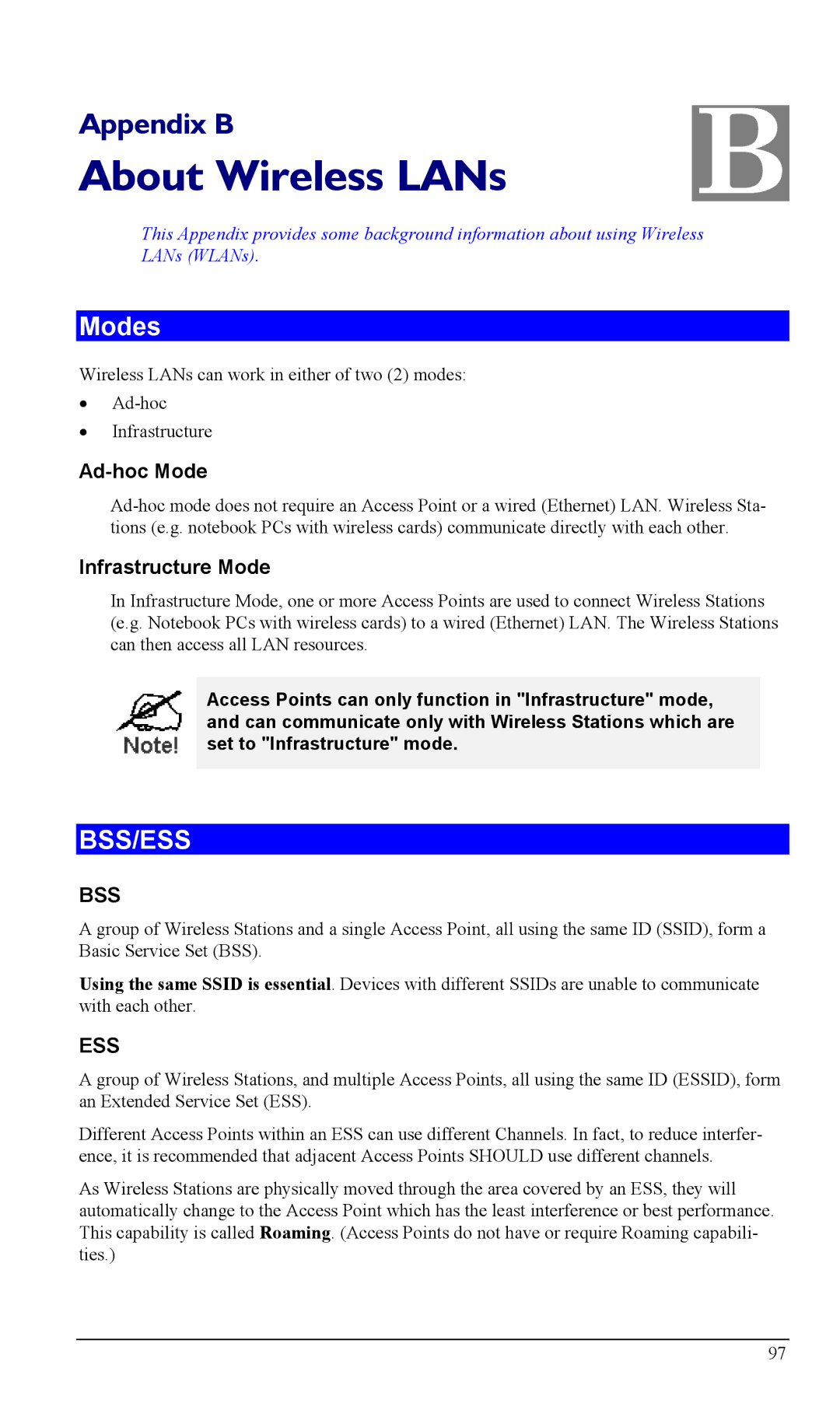 LevelOne WBR-1100TX, WBR-1400TX manual About Wireless LANs, Modes, Ad-hoc Mode, Infrastructure Mode 