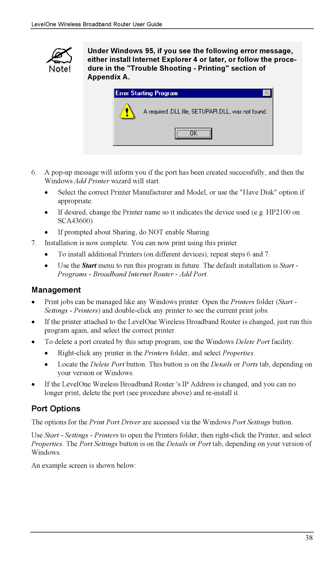 LevelOne WBR-1400TX, WBR-1100TX manual Management, Port Options 