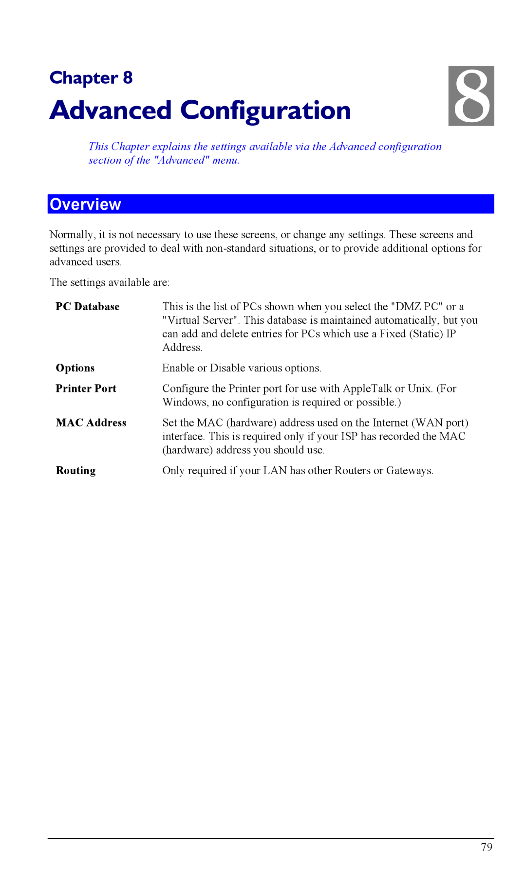 LevelOne WBR-1100TX, WBR-1400TX manual Advanced Configuration, PC Database 