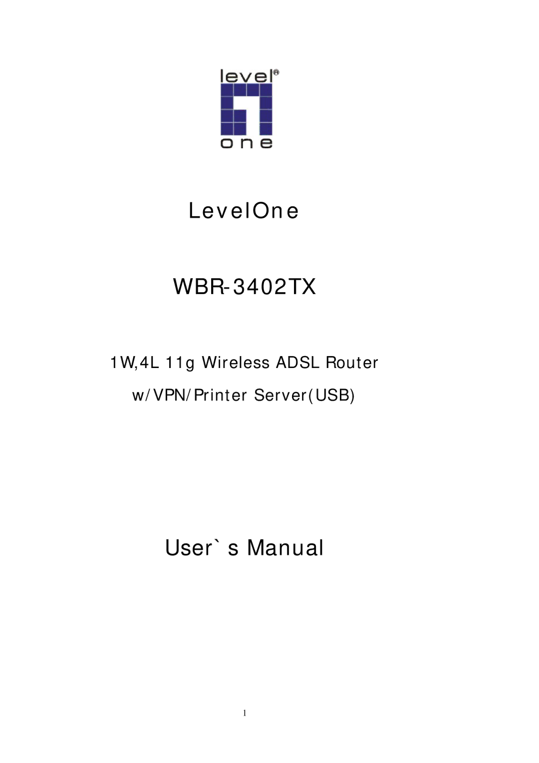 LevelOne WBR-3402TX user manual LevelOne 