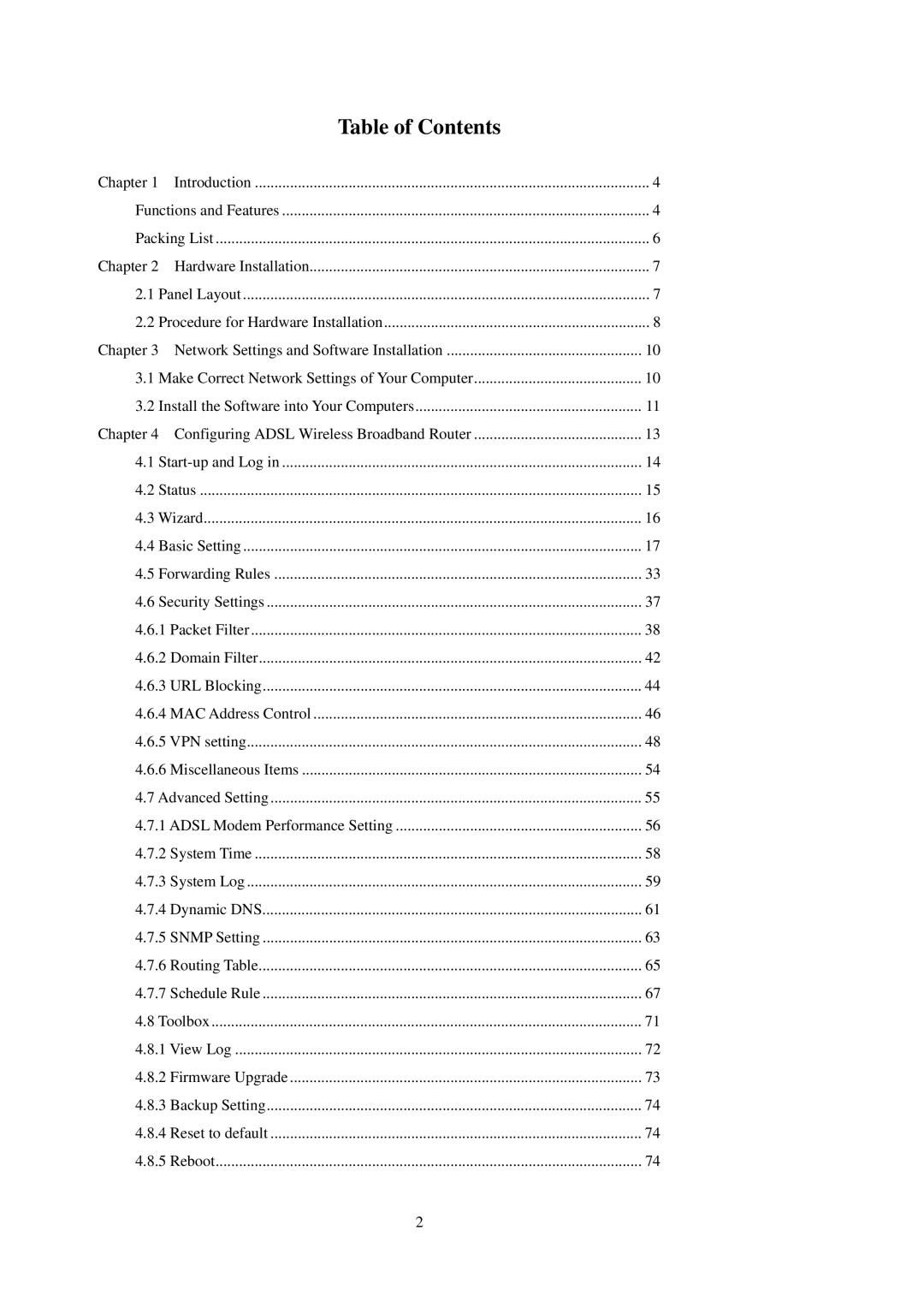 LevelOne WBR-3402TX user manual Table of Contents 