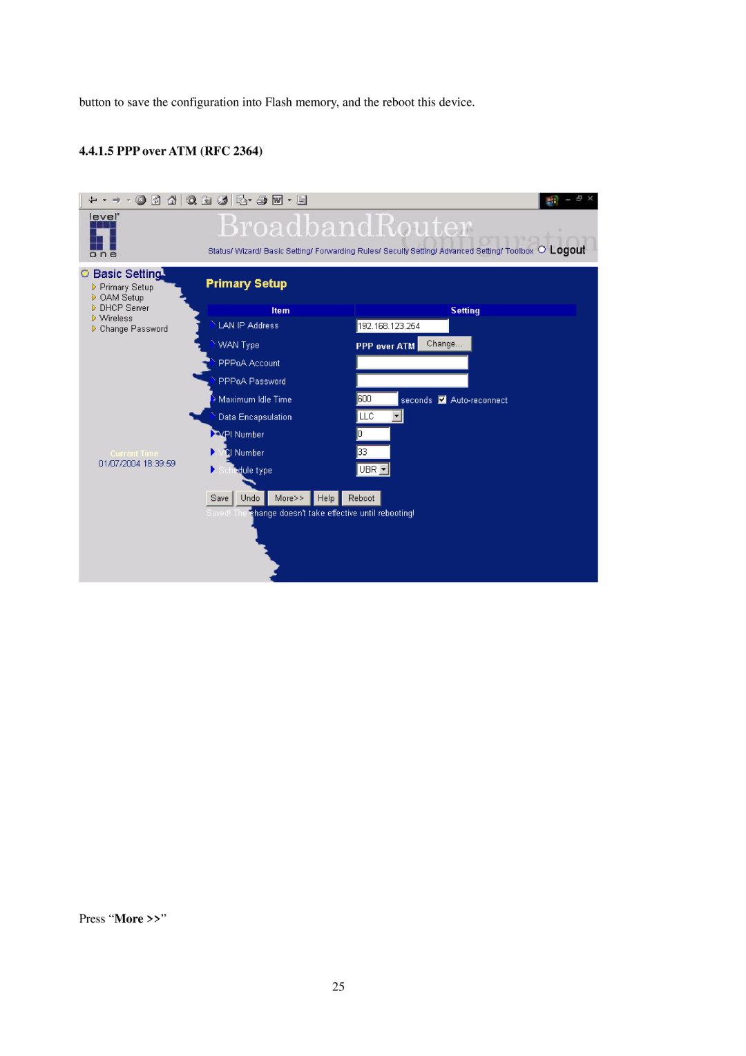 LevelOne WBR-3402TX user manual PPP over ATM RFC 