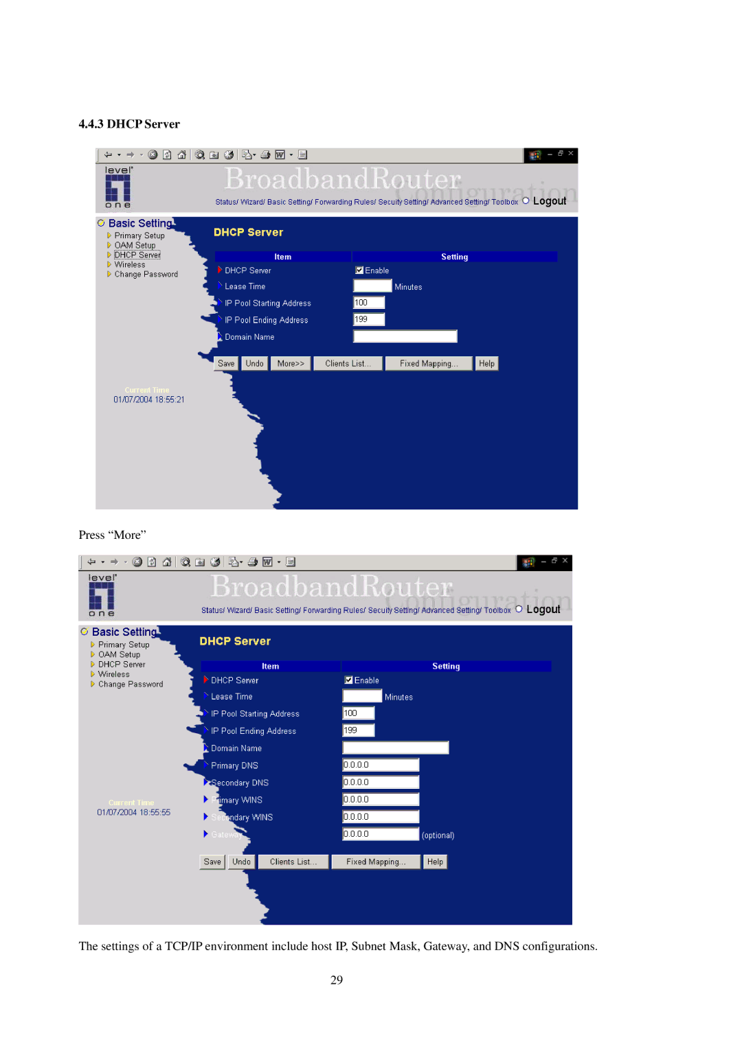 LevelOne WBR-3402TX user manual Dhcp Server 