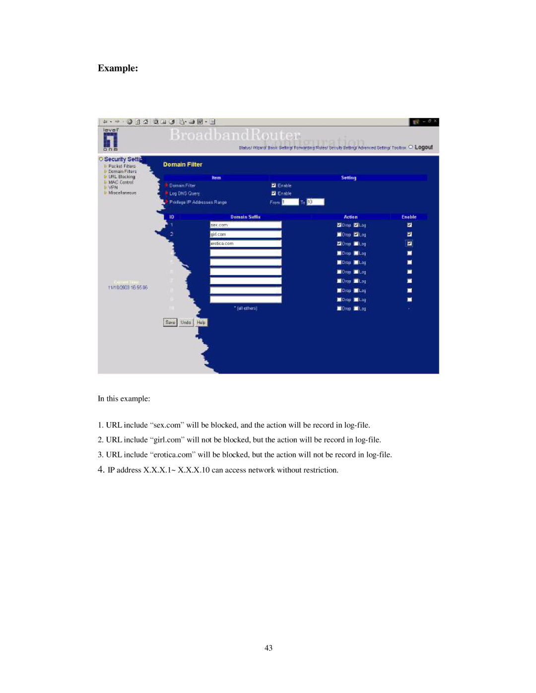 LevelOne WBR-3403TX user manual Example 