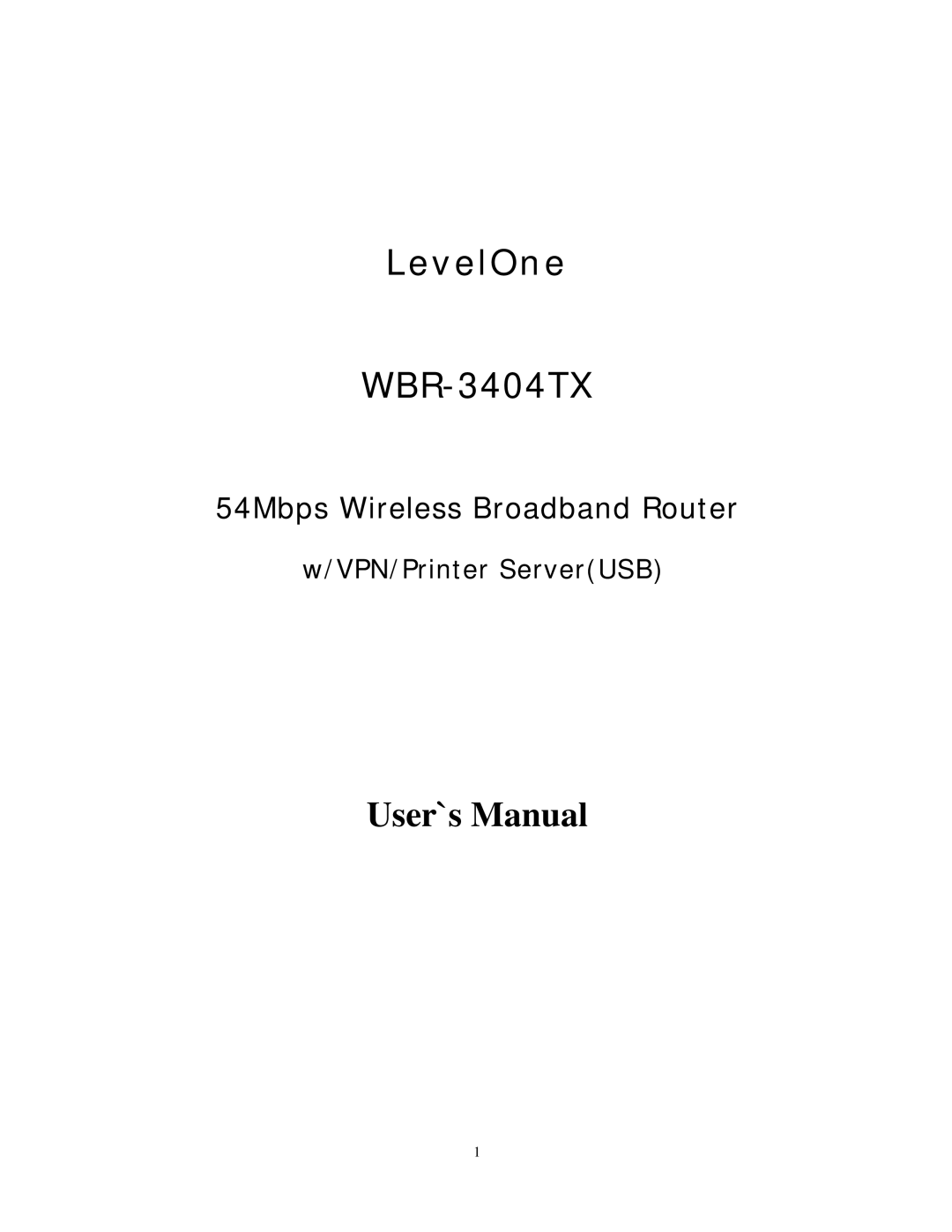 LevelOne WBR-3404TX user manual LevelOne 