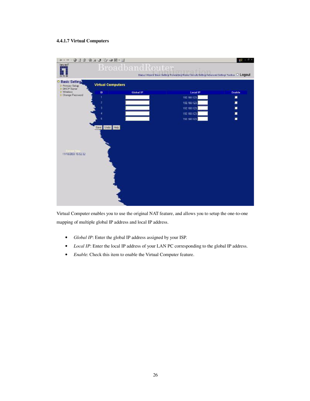 LevelOne WBR-3404TX user manual Virtual Computers 