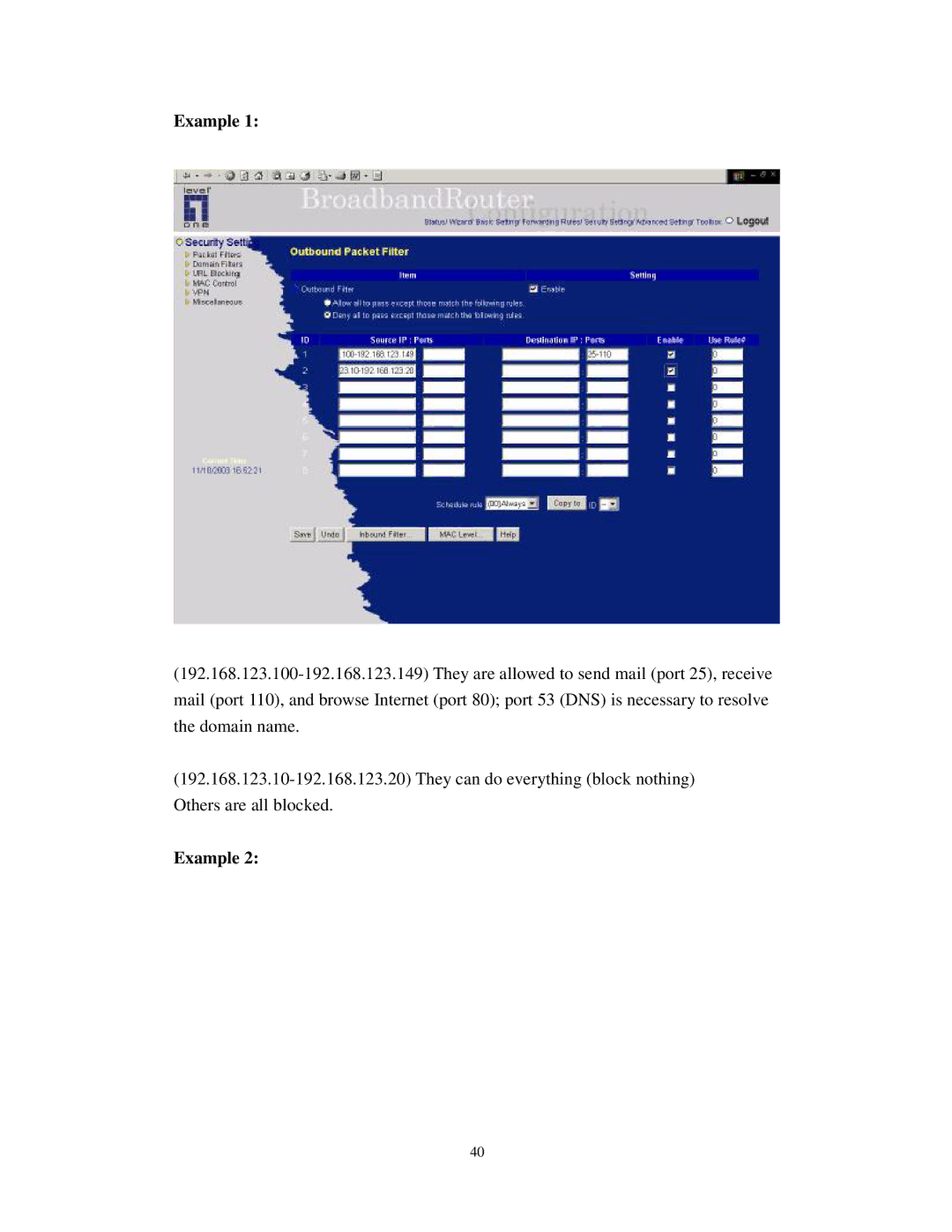 LevelOne WBR-3404TX user manual Example 