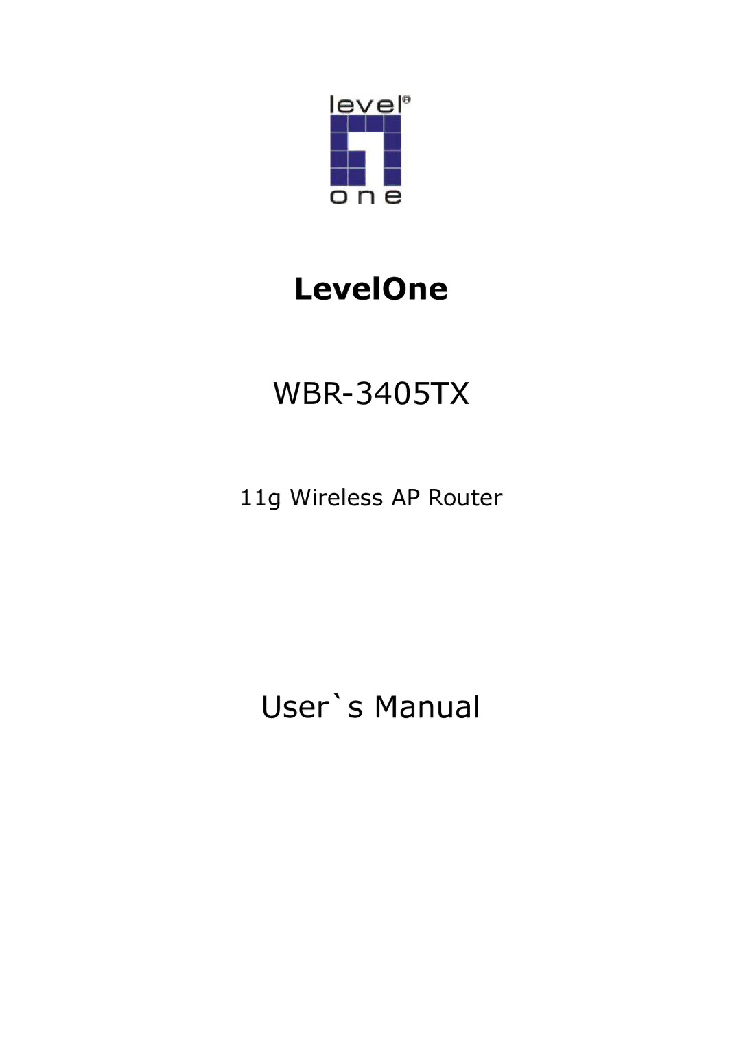 LevelOne WBR-3405TX user manual LevelOne 