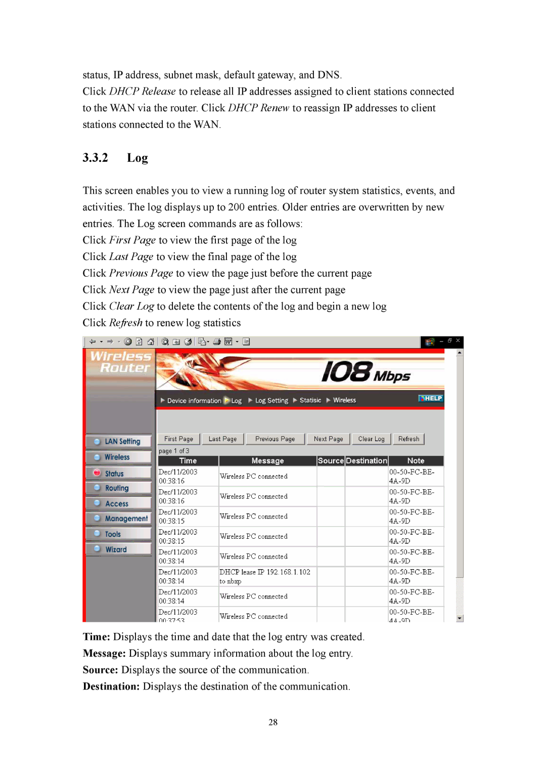 LevelOne WBR-3405TX user manual 2 Log 