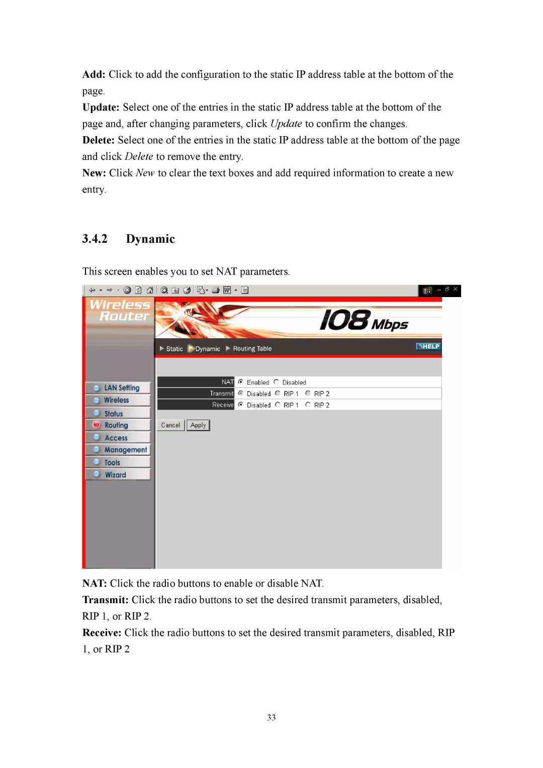 LevelOne WBR-3405TX user manual Dynamic 