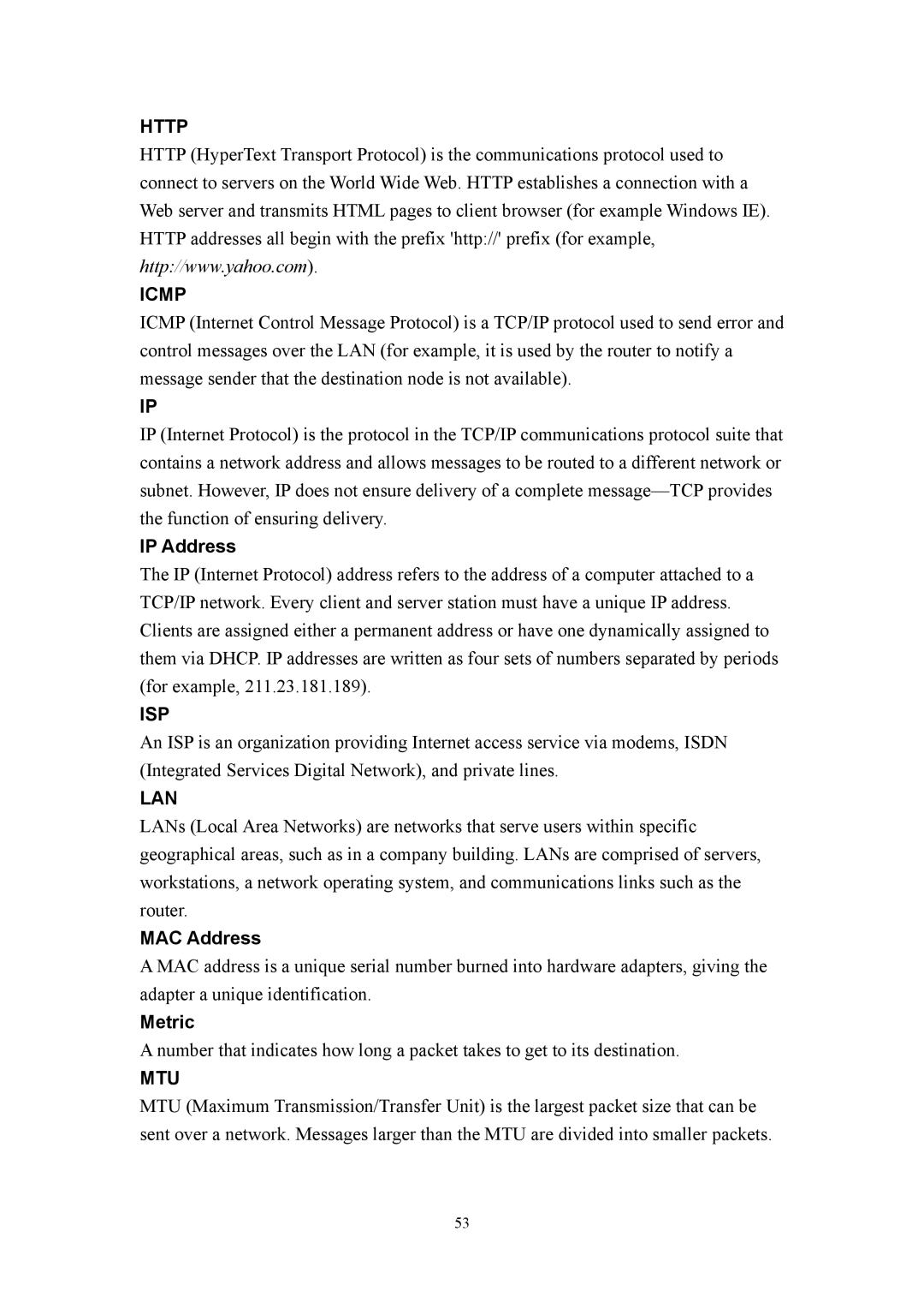 LevelOne WBR-3405TX user manual Http Icmp 