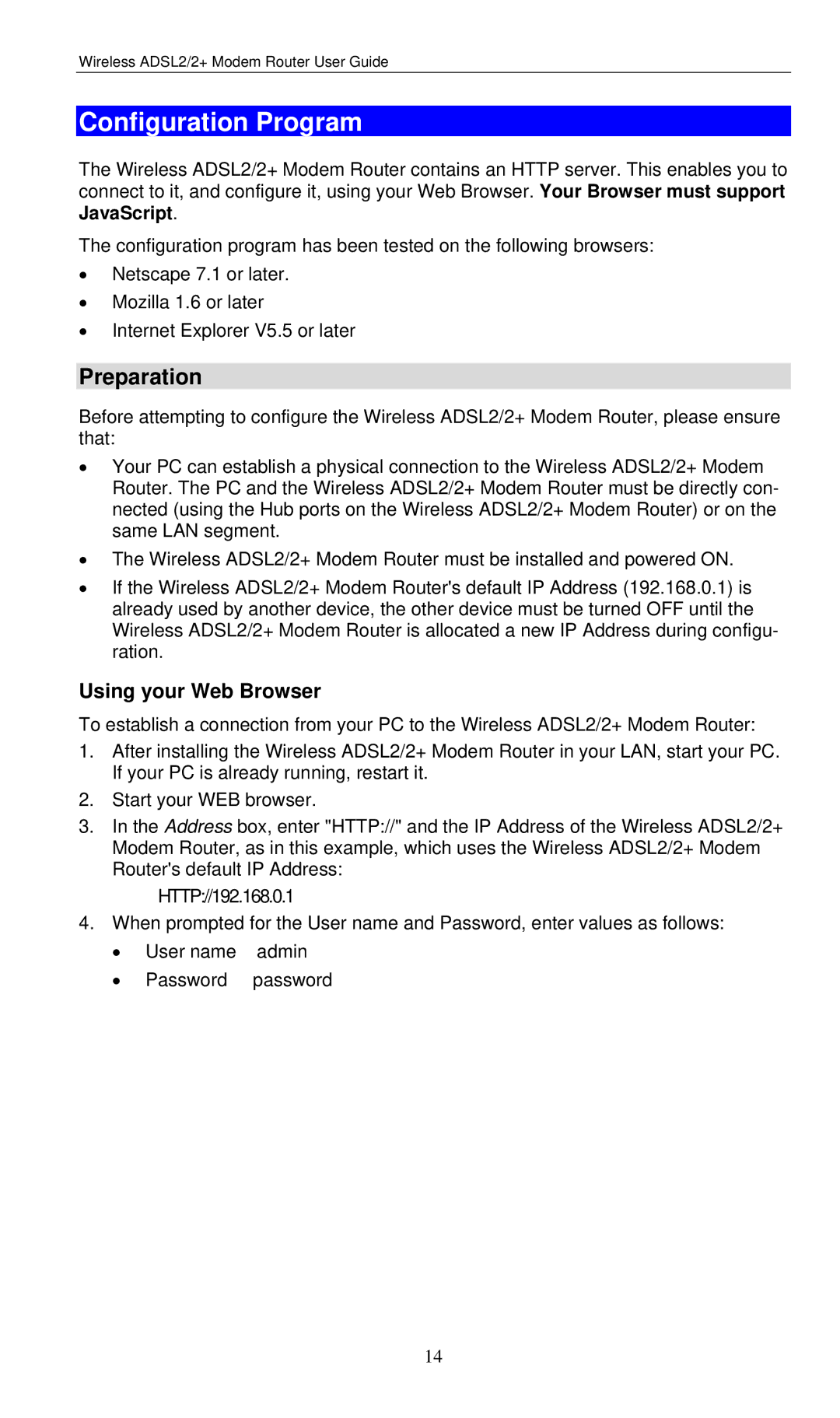 LevelOne WBR-3460 user manual Configuration Program, Preparation, Using your Web Browser 