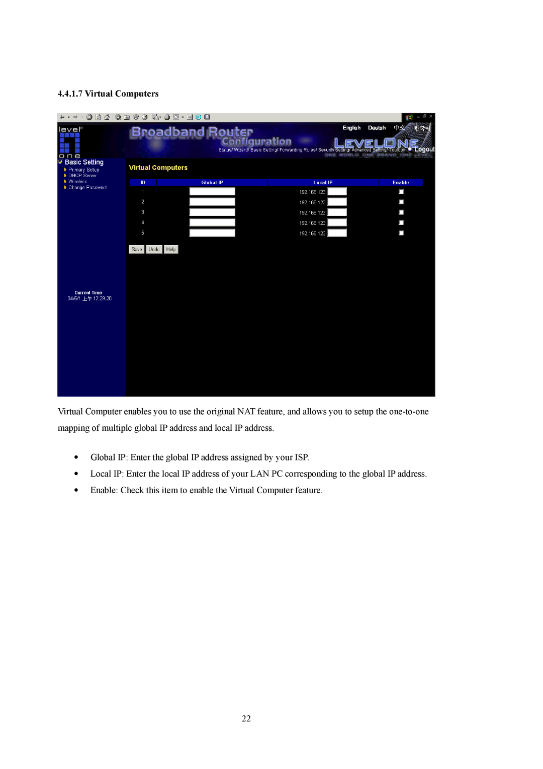 LevelOne WBR-5400 user manual Virtual Computers 