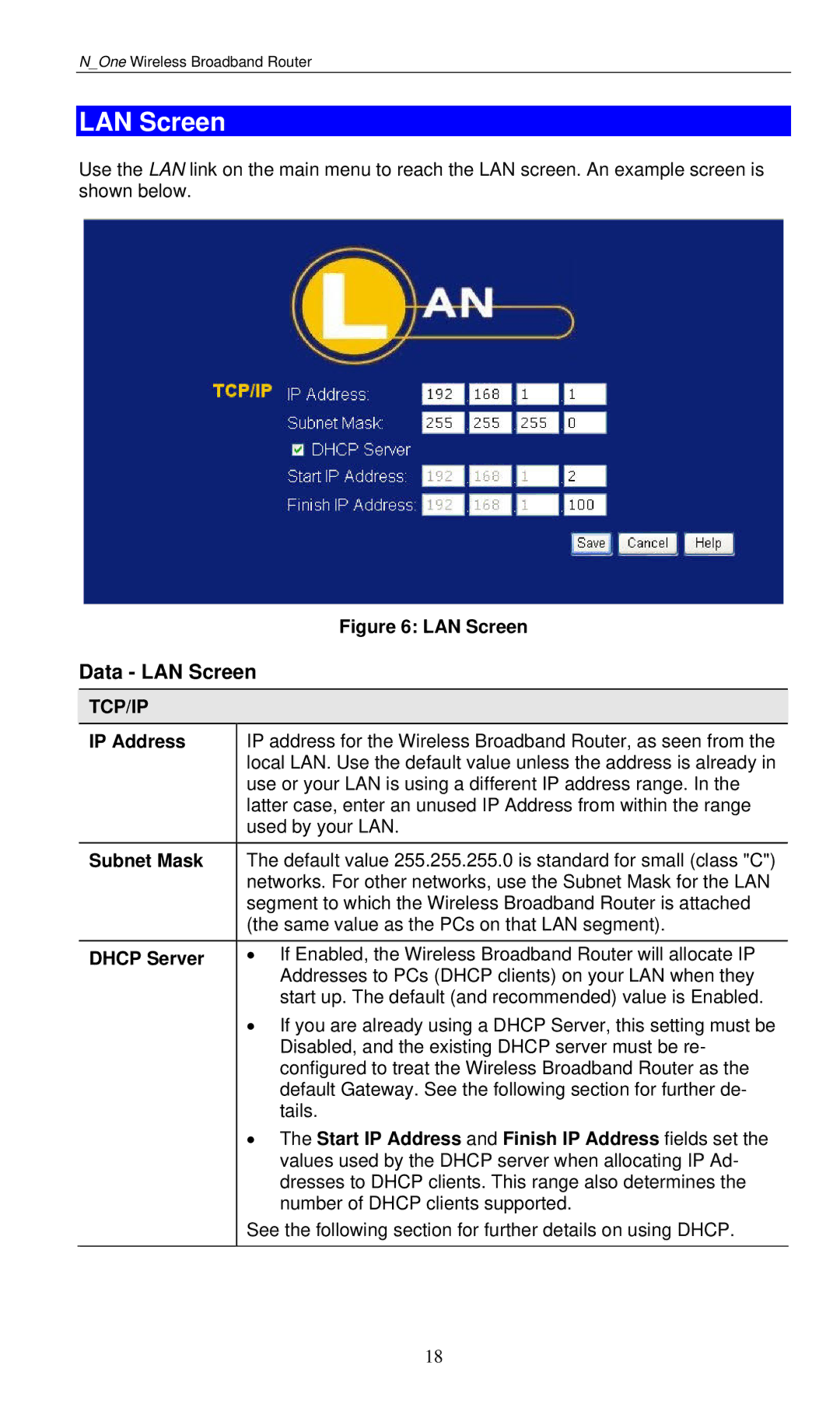 LevelOne WBR-6000 user manual Data LAN Screen 