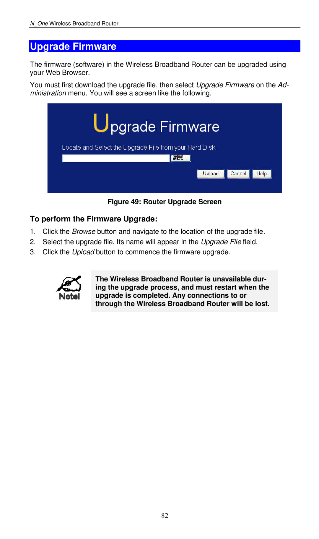 LevelOne WBR-6000 user manual Upgrade Firmware, To perform the Firmware Upgrade 