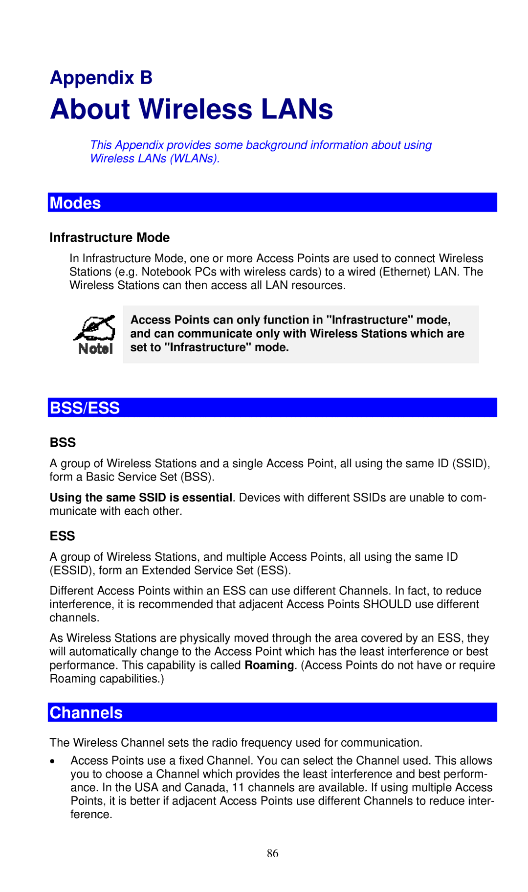 LevelOne WBR-6000 user manual About Wireless LANs, Modes, Channels, Infrastructure Mode 