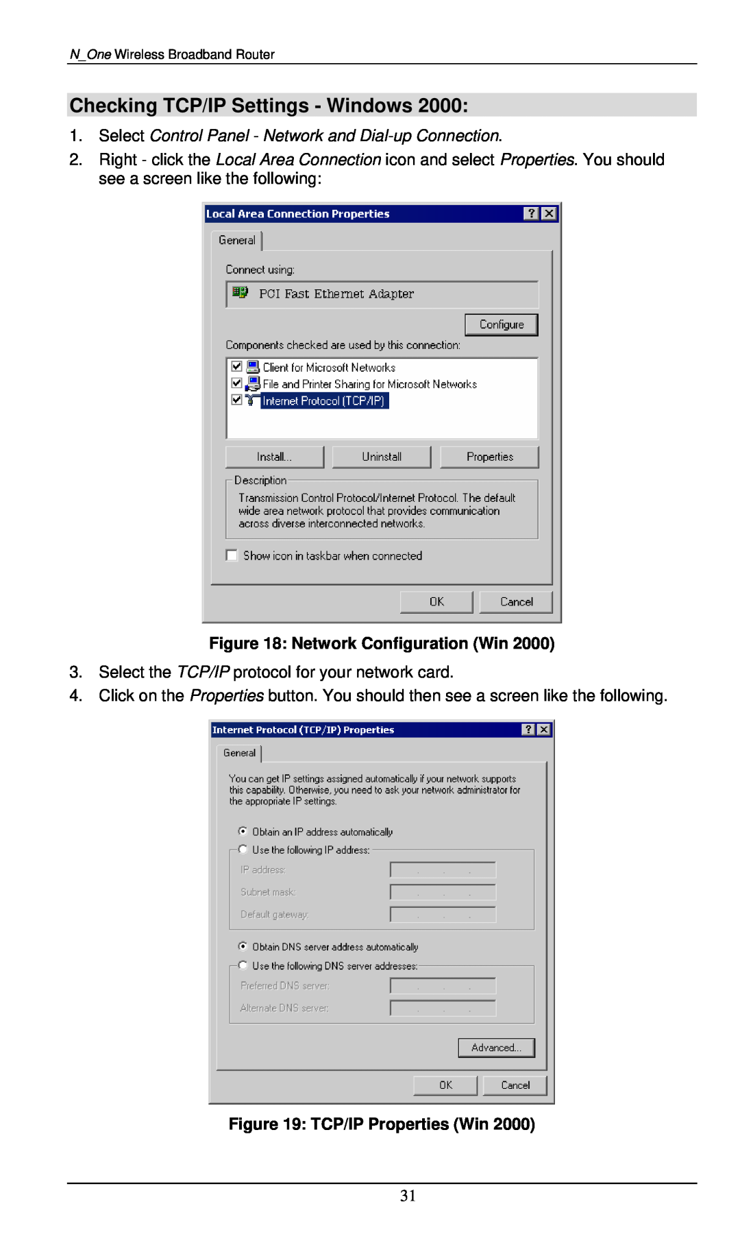 LevelOne WBR-6000 user manual Checking TCP/IP Settings - Windows, Select Control Panel - Network and Dial-up Connection 