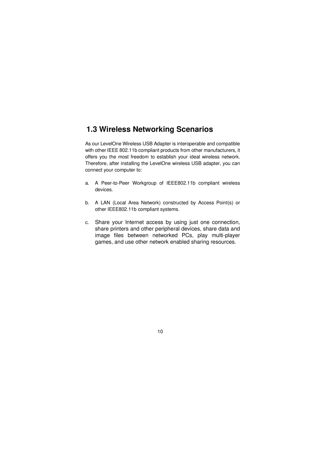 LevelOne WNC-0101USB manual Wireless Networking Scenarios 