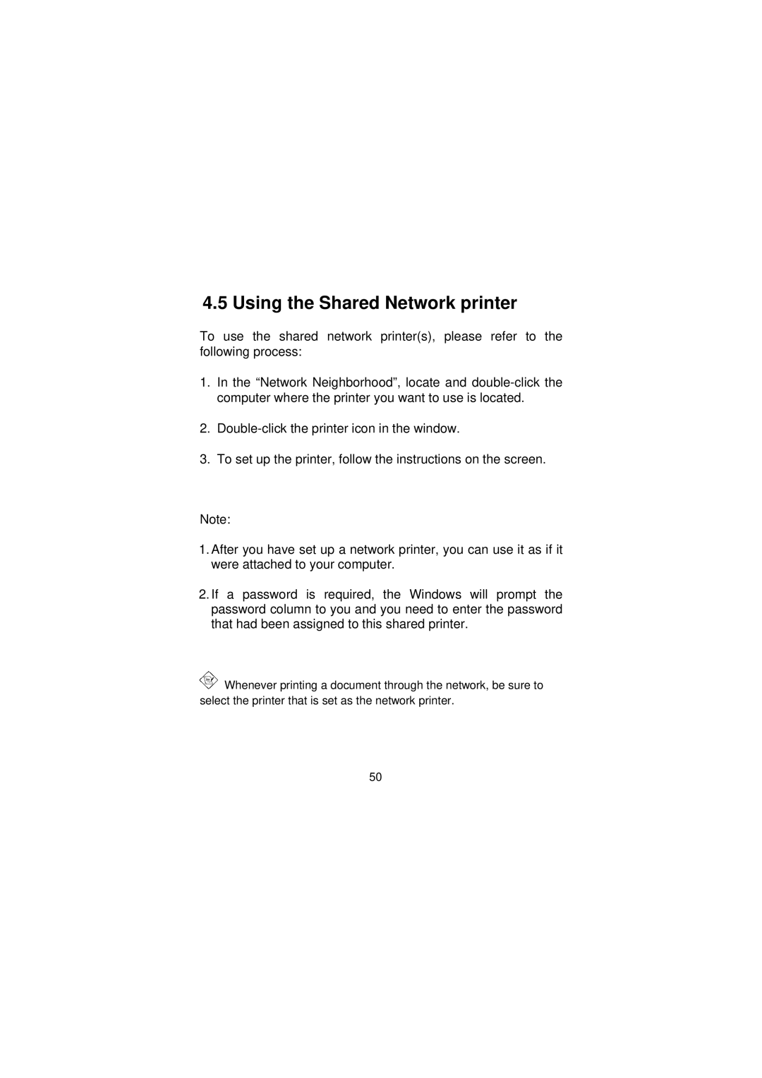 LevelOne WNC-0101USB manual Using the Shared Network printer 