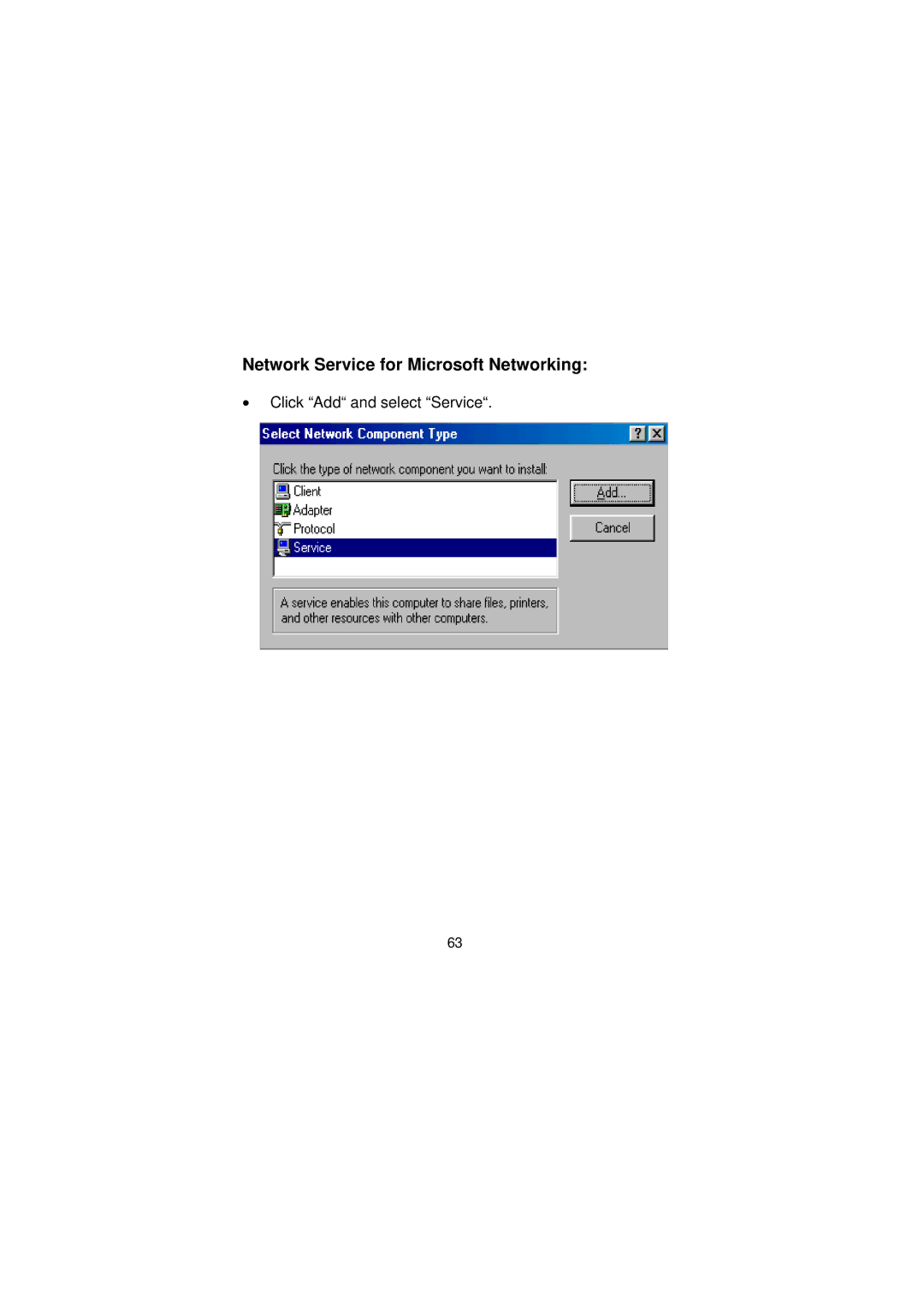 LevelOne WNC-0101USB manual Network Service for Microsoft Networking 