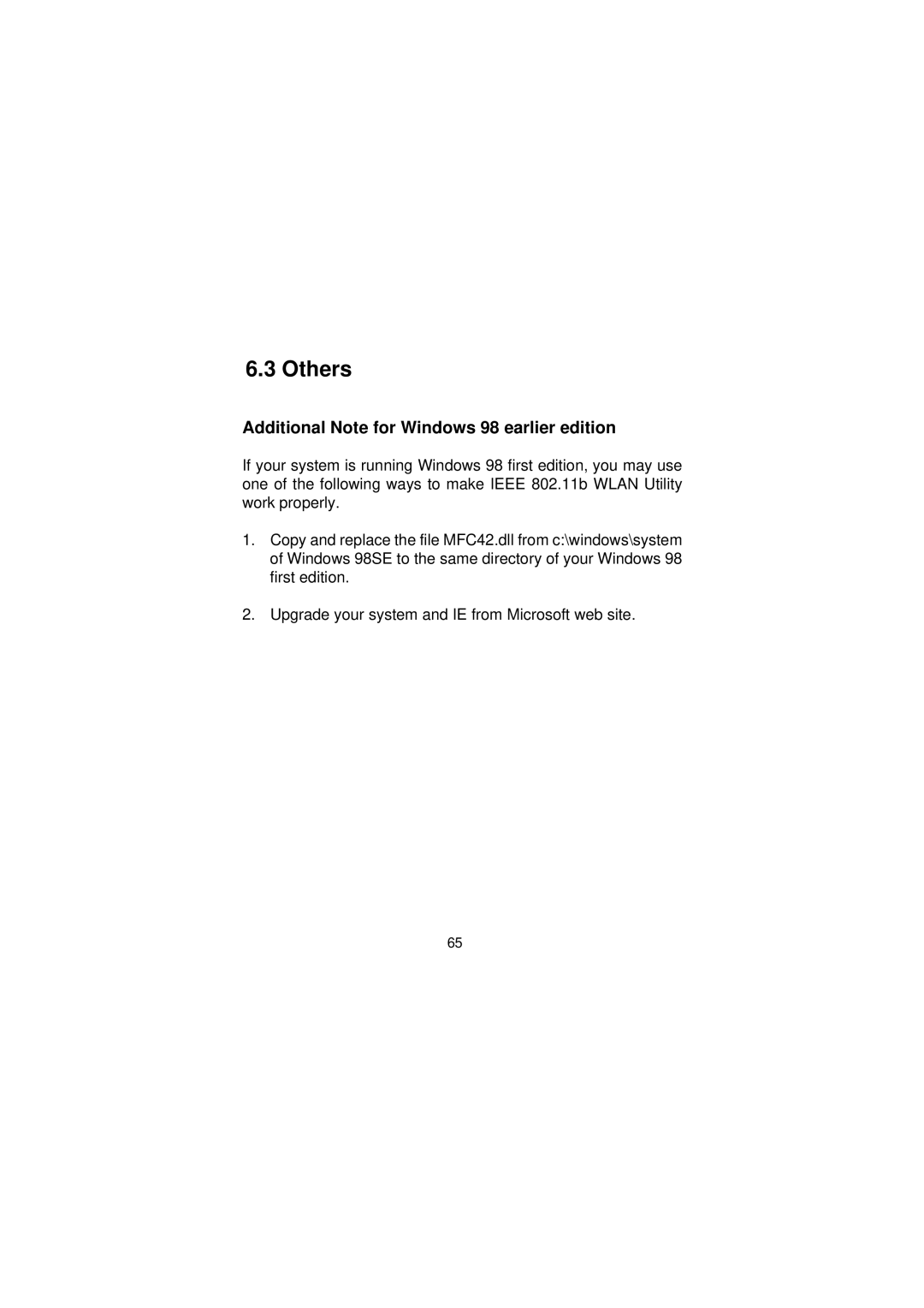 LevelOne WNC-0101USB manual Others, Additional Note for Windows 98 earlier edition 