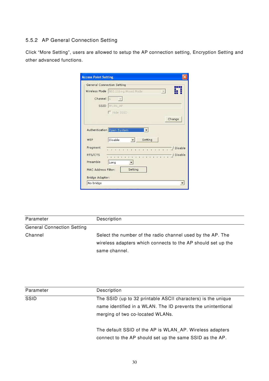 LevelOne WNC-0304USB, 11g USB Adapter w/LCD WiFi Detector user manual AP General Connection Setting 